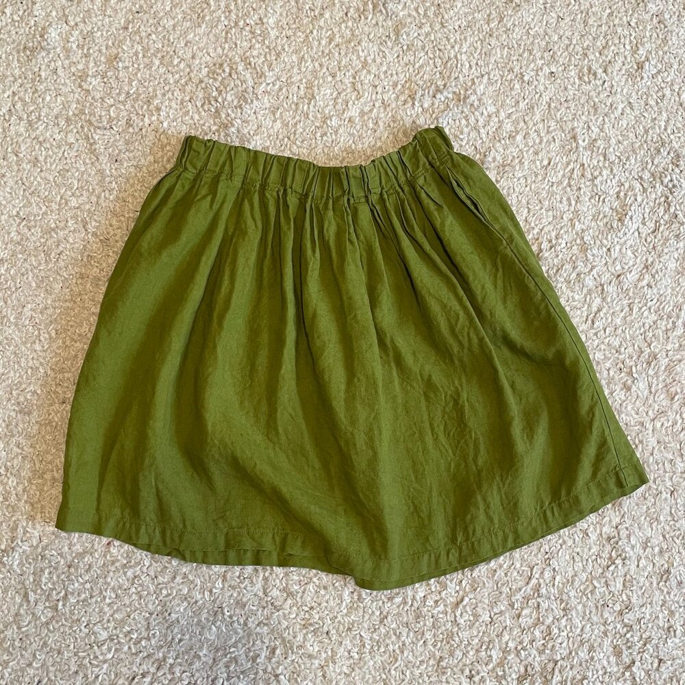 notPERFECTLINEN Moss Green BARI skirt, size L Large